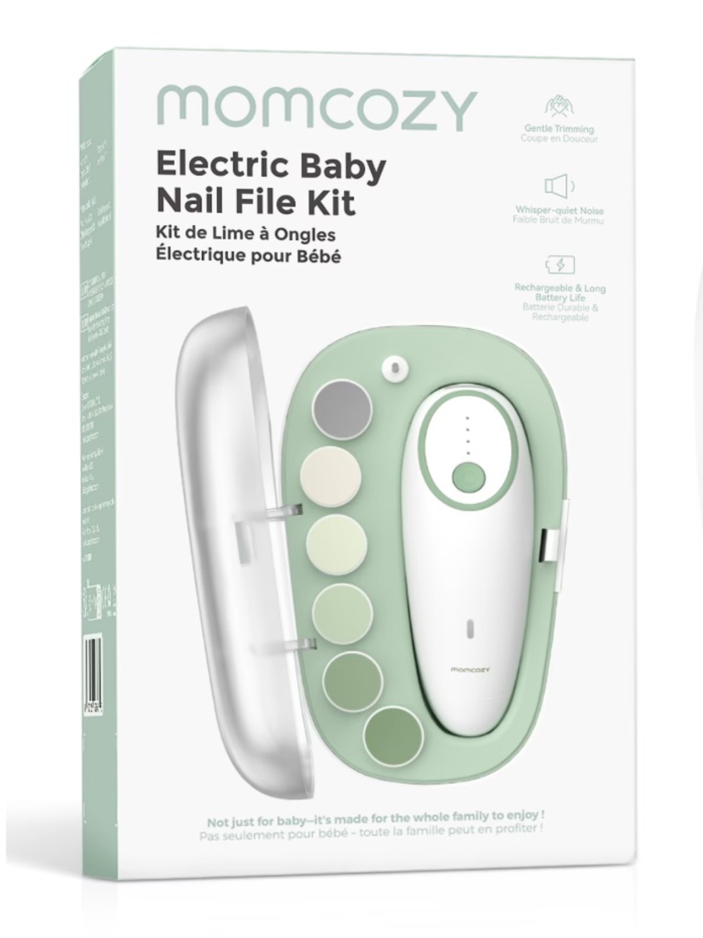 Momcozy Electric Baby Nail File - White & Mint Green